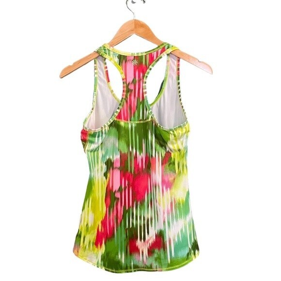 Athleta Top Wailea Chi Racerback Running Tank Tropical Multicolor Womens Size XS - Picture 2 of 9